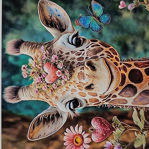 4x4 Giraffe Watercolor Oil Painting‎ Nature Floral Matte Art Print - Picture 2 of 5